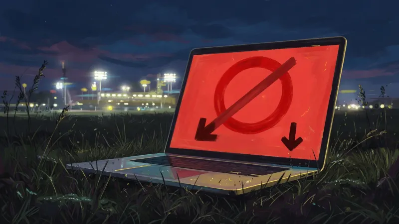 Laptop with a blocked download symbol, used as a link card for the download page.